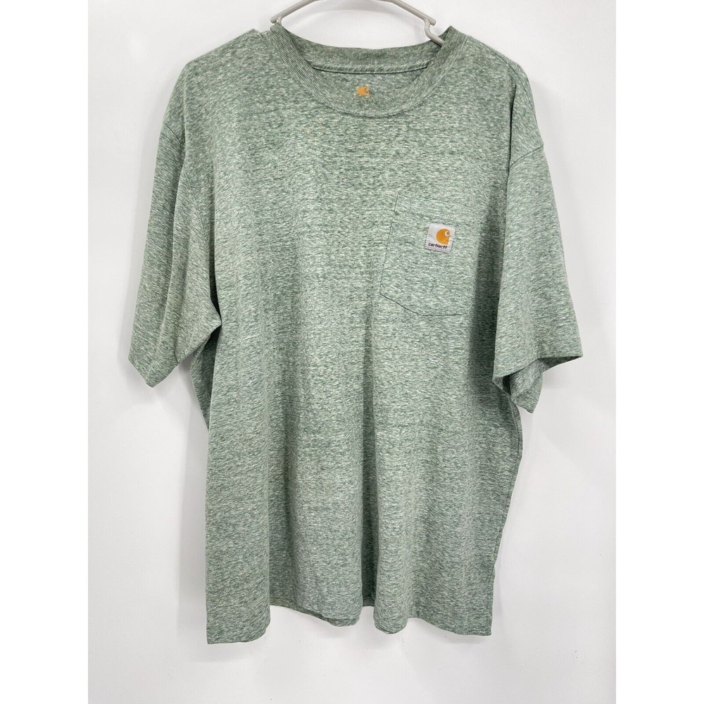 Carhartt Large K87 Pocket T Shirt Mens Green Heather Original Fit Short Sleeve‎